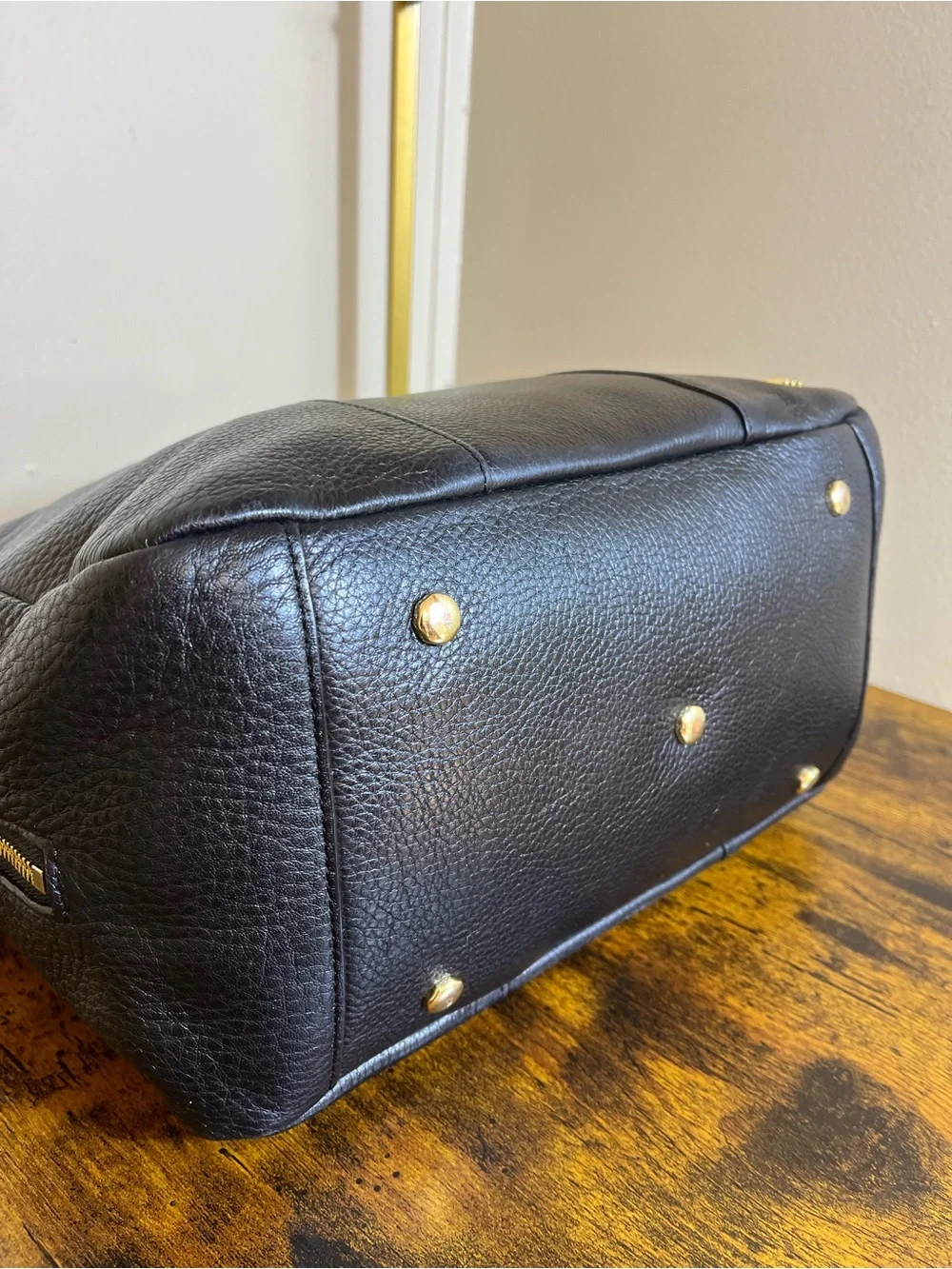 Halston Heritage Black Pebbled Leather Briefcase Tote